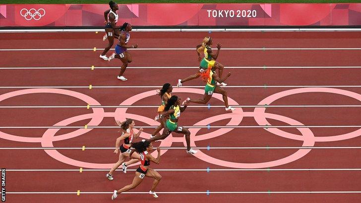 The final of the women's 100m at the Tokyo Olympics