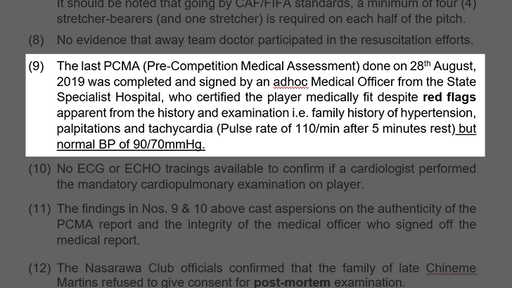 NFF report into the death of Chineme Martins