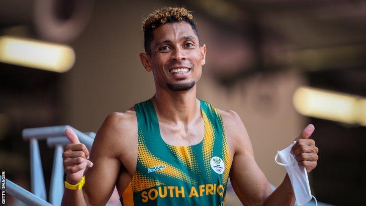 South Africa's Wayde van Niekerk celebrates qualifying for the Olympic 400m semi-finals