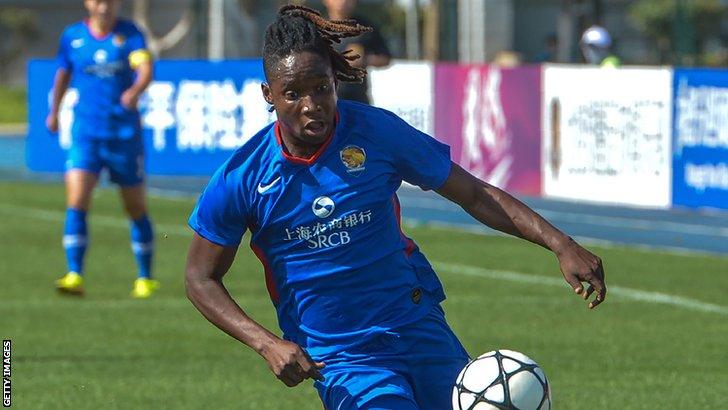 Zambia captain Barbra Banda in action for Chinese club Shanghai Shengli