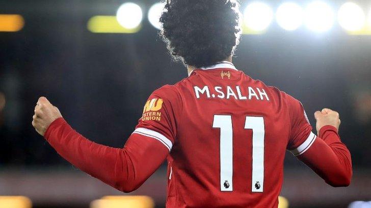 Mohamed Salah celebrates scoring for Liverpool