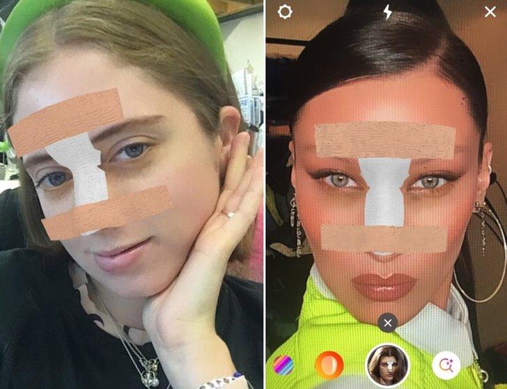 User and Bella Hadid using Rhinoplasty filter