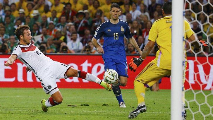 Mario Gotze scores the extra-time winner for Germany against Argentina