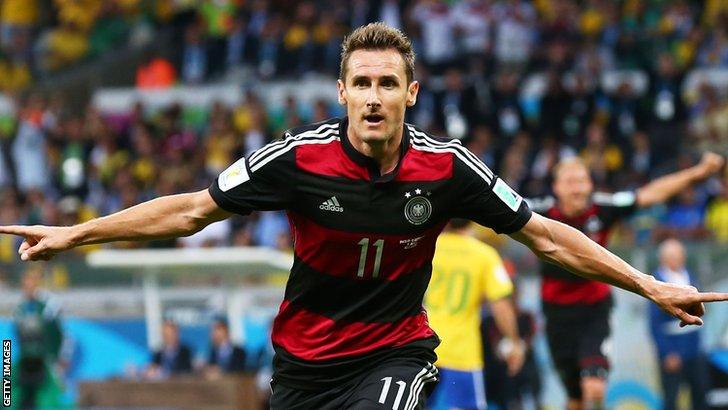 Germany's all-time leading goalscorer Miroslav Klose