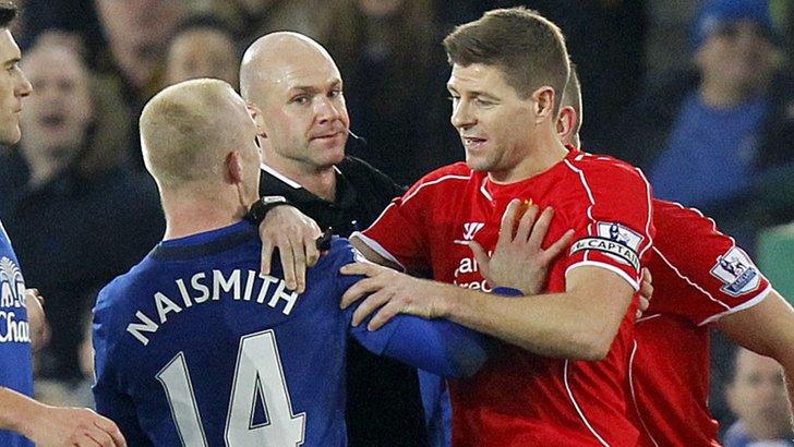 Liverpool's Steven Gerrard (right) and Everton's Steven Nasismith