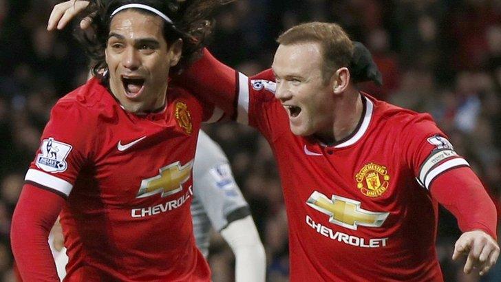Radamel Falcao and Wayne Rooney