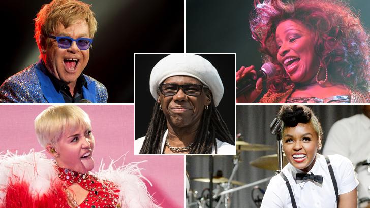 Elton John, Miley Cyrus, Nile Rodgers, Chaka Khan and Janelle Monae