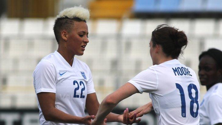 England's Lianne Sanderson (left)