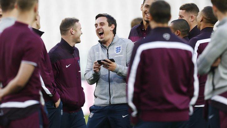 Gary Neville and Wayne Rooney