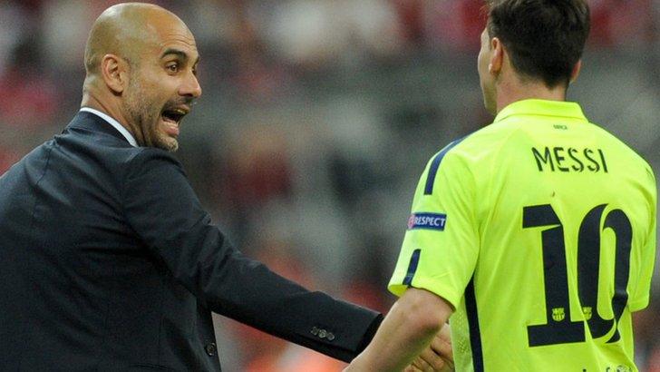 Pep Guardiola and Lionel Messi
