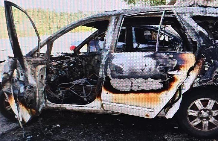 An Israeli police picture of a burnt-out car, allegedly the result of an arson attack 