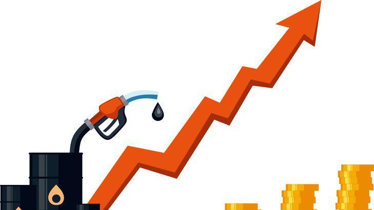 Rising Oil Prices Concept with Fuel Barrels and Upward Arrow.
