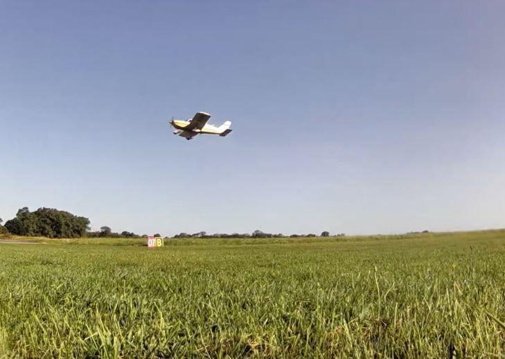 The light aircraft leaving Old Buckenham Airfield