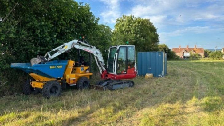 Construction machinery on a field