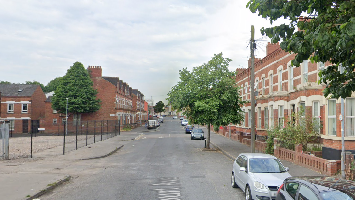 A street view of Agincourt Avenue. Some cars are parked next to terraced houses. Some trees have been planted next to the houses.