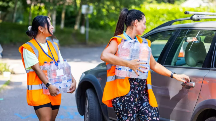 Bottled water being delivered