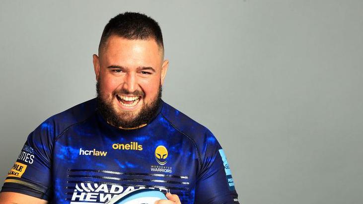 Jay Tyack poses for a portrait during the Worcester Warriors Squad Photocall for the 2021-2022 Gallagher Premiership Rugby season.