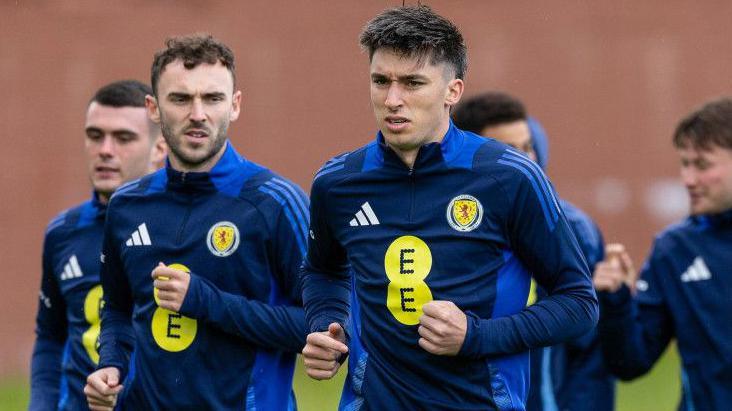 Kieron Bowie during a Scotland training session