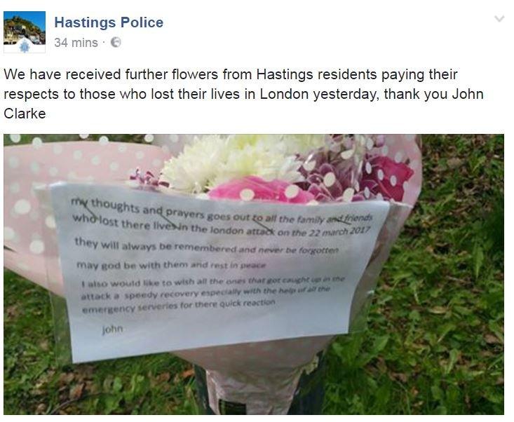 Screen grab of Facebook post by Hastings Police