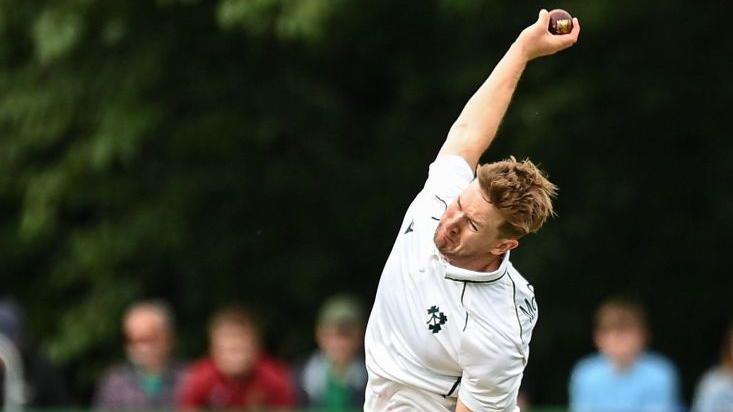  Barry McCarthy of Ireland bowling during day one of the Test Match between Ireland and Zimbabwe at Stormont in Belfast.