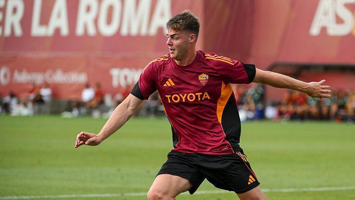 Republic of Ireland striker Evan Ferguson playing for Roma in pre-season