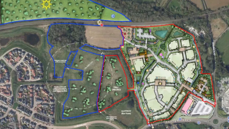 An image of plans for 200 homes and access to new Wellington railway station