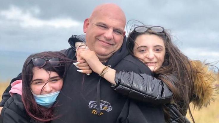 Tony Sheil with daughters Samantha-Jane and Natasha