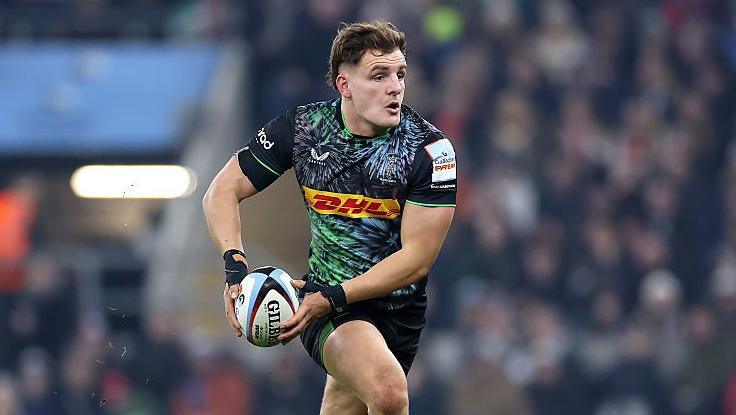 Oscar Beard playing for Harlequins against Bristol Bears in December