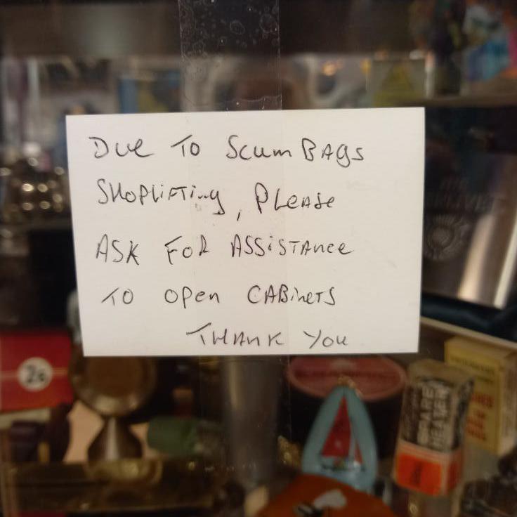 The original handwritten sign