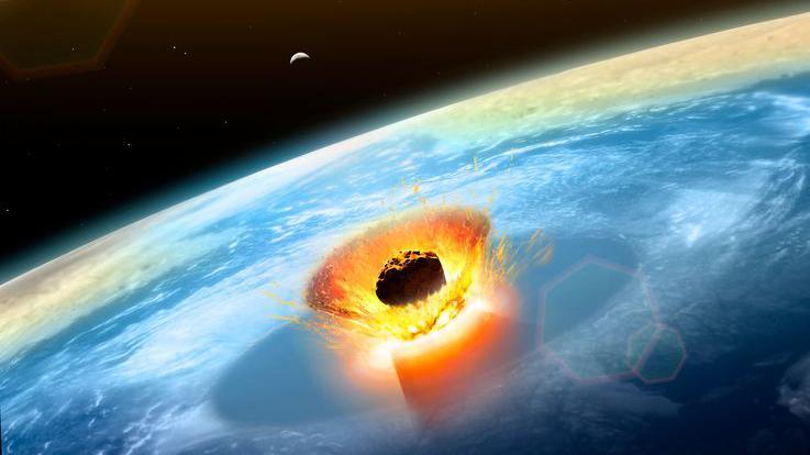 Artist's impression of the chicxulub asteroid impact