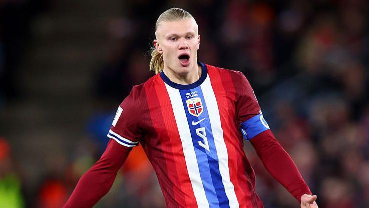 Erling Haaland in action for Norway 