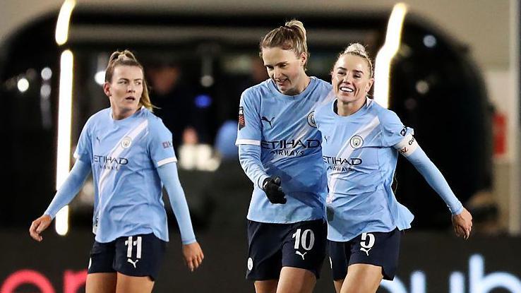 Vivianne Miedema celebrates scoring for Manchester City