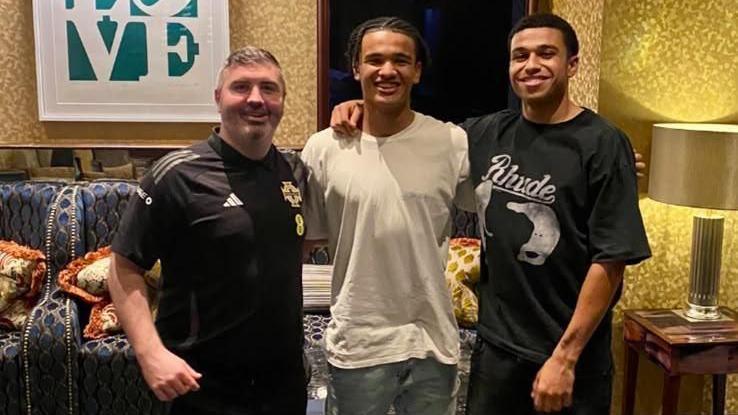 Andy Cousins with Pierce and Shea Charles, who he worked with at Manchester City and with the Irish FA
