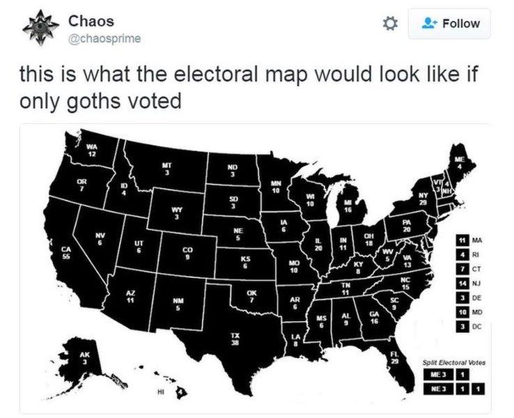 All black map showing if only goths voted