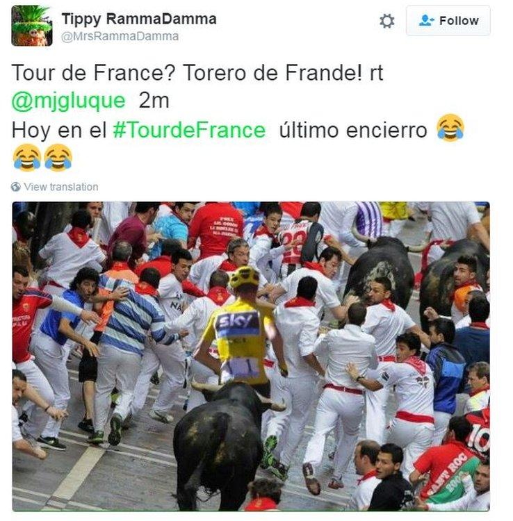 Froome running the bulls at Pamplona meme