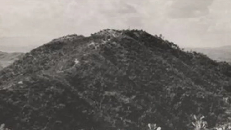 A black and white image of Gloster Hill.