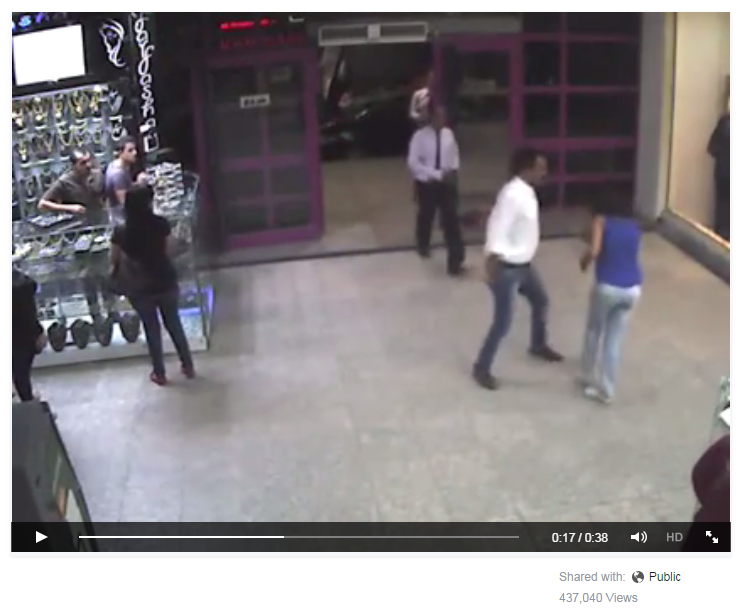 A screenshot from the video of the original attack in the shopping mall, which was watched by hundreds of thousands online.