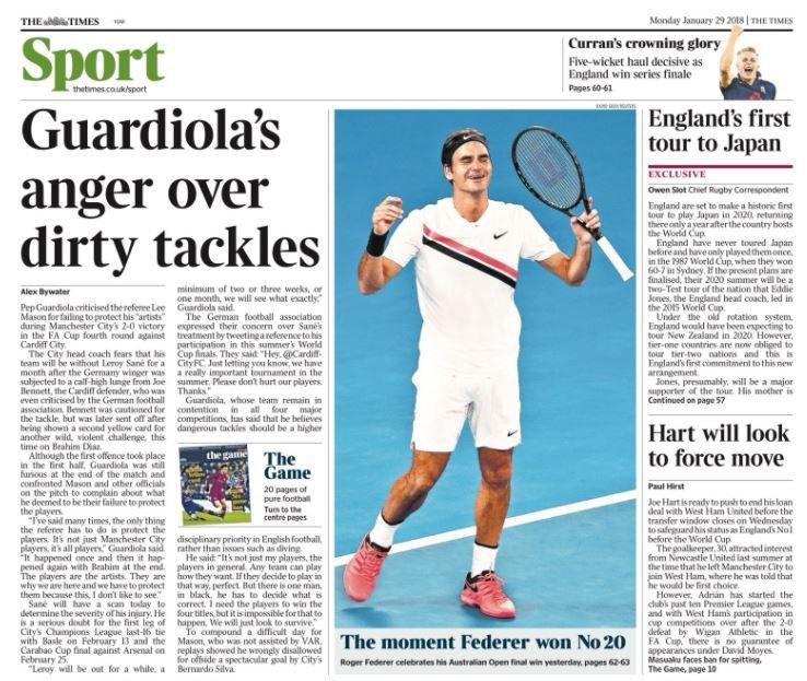 Monday's Times back page