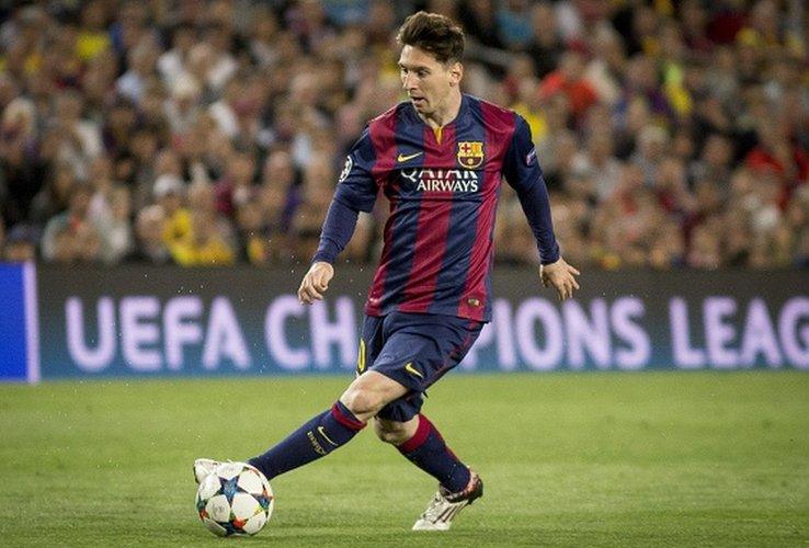 Messi playing for Barcelona