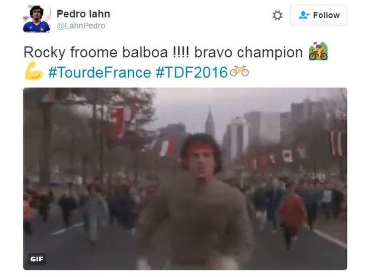 Tweet comparing Froome to Rocky Balboa