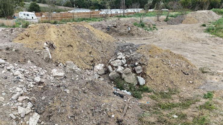 Rubble seen at the site