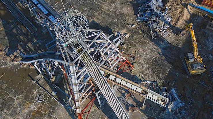 The log flume at Great Yarmouth Pleasure Beach before demolition.