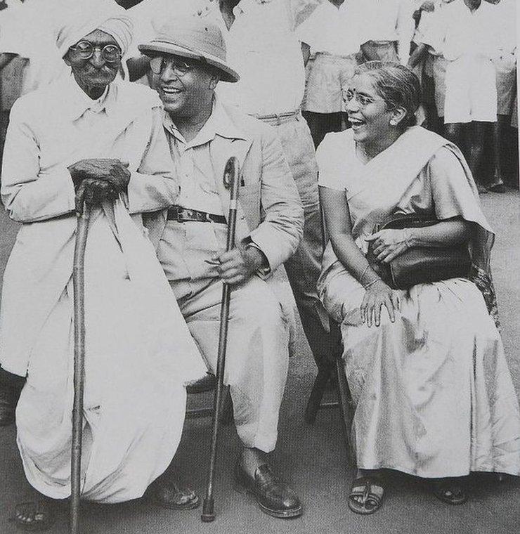 Dr Ambedkar with his second wife Mai Ambedkar and activist Rao Bahadur CK Bole (left) in Mumbai