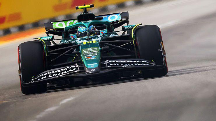 Aston's Fernando Alonso during Singapore Grand Prix first practice