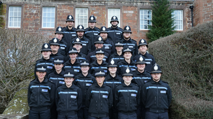 Rows of recruits in front of the force headquarters 