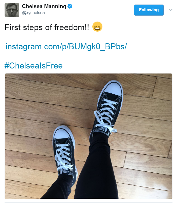 Tweet from @xychelsea: "First steps of freedom!! 😄"