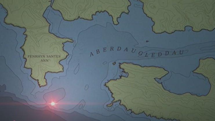 Map yn dangos lleoliad y drychineb