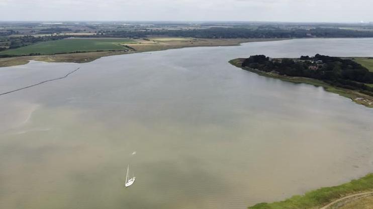 An aerial view of the River Alde at Iken in Suffolk