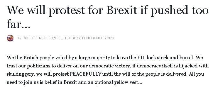 "We will protest for Brexit if pushed too far..."