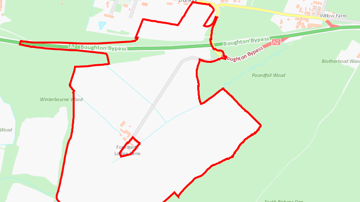 Map showing the area of the proposed development